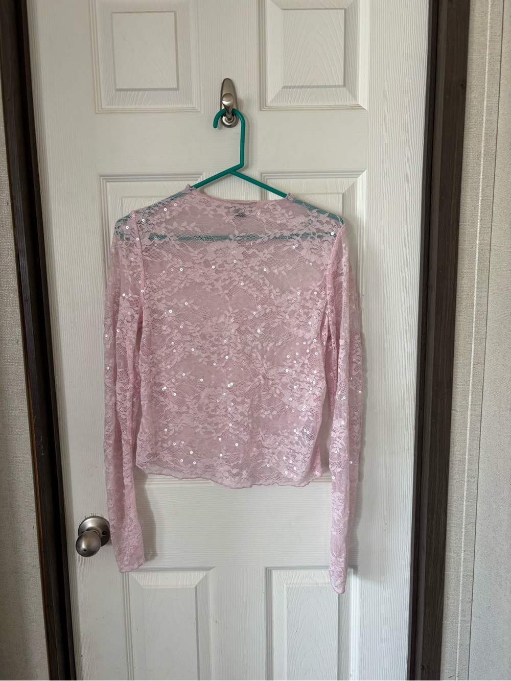wild fable Pink Lace Sequin Long-Sleeve Top